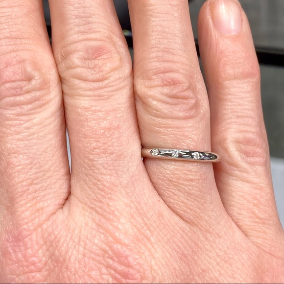 3 Stone Diamond Moissanite Stacking Wedding Band Ring - Picture 7 of 11